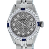 Rolex Ladies Stainless Steel Slate Grey Stamp Diamond & Sapphire Datejust Wristw