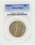 1918-S Walking Liberty Half Dollar Coin PCGS MS62