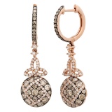 14k Rose Gold 1.65CTW Diamond and Brown Diamonds Earrings, (VS-SI1/F-G)