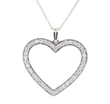 1.00 ctw Diamond Heart Shaped Pendant with Chain - 14KT White Gold