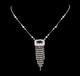 15.20 ctw Kunzite and Diamond Necklace - 18KT White Gold