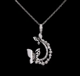 0.61 ctw Diamond Pendant With Chain - 14KT White Gold