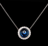 0.37 ctw Diamond Evil Eye Pendant With Chain - 14KT White Gold