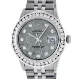 Rolex Mens Stainless Steel Meteorite 3 ctw Diamond Datejus 36MM Wristwatch With