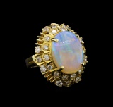 14KT Yellow Gold 3.68 ctw Opal and Diamond Ring