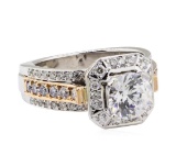 4.06 ctw Cubic Zirconia and Diamond Ring - 18KT White and Rose Gold