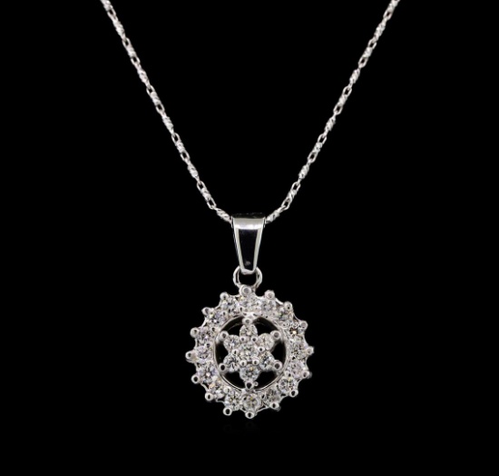 14KT White Gold 0.71 ctw Diamond Pendant With Chain