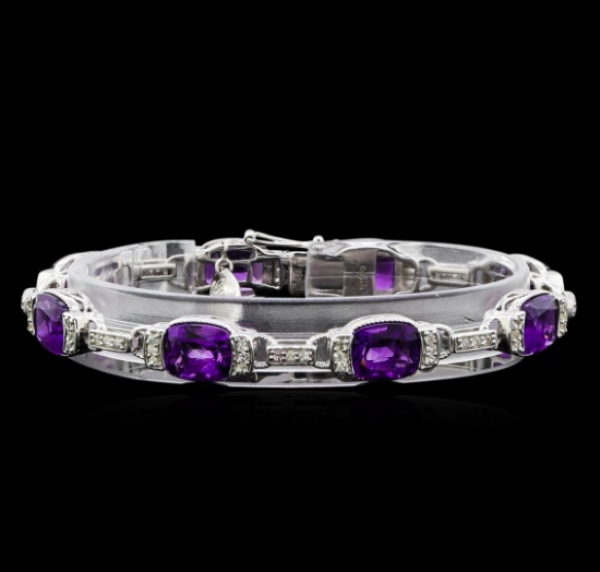 Crayola 20.00 ctw Amethyst and White Sapphire Bracelet - .925 Silver