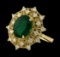 3.68 ctw Emerald and Diamond Ring - 14KT Yellow Gold