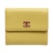 Chanel Yellow Leather Pink CC Compact Wallet