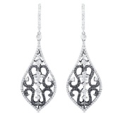 18k White Gold 3.58CTW Diamond and Black Diamonds Earrings, (VS2 /G)