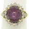14K Two Tone Gold 11.60 ctw Cabochon Star Ruby & Champagne Diamond Cocktail Ring