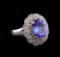 3.28 ctw Tanzanite and Diamond Ring - 14KT White Gold