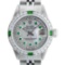 Rolex Ladies Stainless Steel MOP Emerald & Diamond Datejust Wristwatch