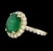 3.42 ctw Emerald and Diamond Ring - 14KT Yellow Gold