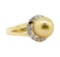 Pearl and Diamond Ring - 18KT Yellow Gold
