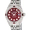 Rolex Ladies Stainless Steel Diamond Lugs & Ruby Datejust Wristwatch