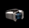 3.50 ctw Blue Topaz and Diamond Ring - 14KT White Gold