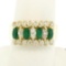 14k Yellow Gold 2.02 ctw Prong Marquise Emerald & Diamond Quality Pyramid Ring
