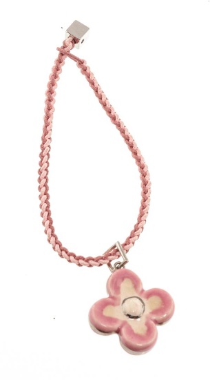 Louis Vuitton Pink Braided Flower Charm Bracelet