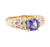 2.15 ctw Blue Sapphire And Diamond Ring - 18KT Yellow Gold