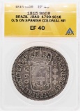 1815 Brazil Joao 960R O/S On Spanish Colonial 8 Reales Coin ANACS XF40