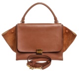 Celine Brown Leather Suede Medium Trapeze Bag