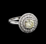 1.50 ctw Light Yellow Diamond Ring - 14KT White Gold