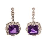 14KT White Gold 22.5 ctw Amethyst and Diamond Earrings