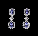 14KT Two-Tone Gold 1.76 ctw Tanzanite and Diamond Earrings