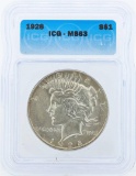 1928 $1 Peace Silver Dollar Coin ICG MS63
