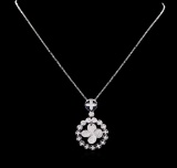 1.20 ctw Diamond Pendant With Chain - 14KT White Gold