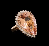 20.71 ctw Morganite and Diamond Ring - 14KT Rose Gold