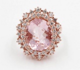 6.23 ctw Morganite and Diamond Ring - 14KT Rose Gold