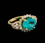 5.15 ctw Apatite and Diamond Ring - 14KT Yellow Gold