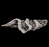 1.14 ctw Diamond Brooch - 18KT White Gold