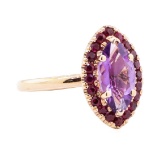1.40 ctw Amethyst and Ruby Ring - 14KT Rose Gold