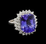 11.23 ctw Tanzanite and Diamond Ring - 14KT White Gold