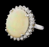 6.00 ctw Opal and Diamond Ring - 14KT White Gold