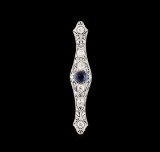 1.58 ctw Sapphire and Diamond Pin - 18KT White Gold