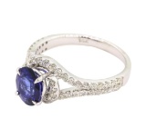 1.98 ctw Sapphire and Diamond Ring - 14KT White Gold
