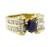 4.16 ctw Sapphire and Diamond Ring - 18KT Yellow Gold