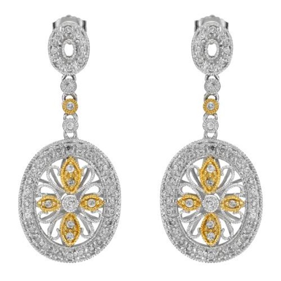 14k Two Tone Gold 0.64CTW Diamond Earrings, (I1-I2/G-I)
