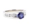 2.05 ctw Sapphire and Diamond Ring - 14KT White Gold