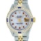 Rolex Ladies 2 Tone 14K MOP Ruby & Sapphire Channel Set Datejust Wristwatch