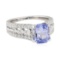 3.13 ctw Sapphire and Diamond Ring - 14KT White Gold