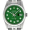 Rolex Mens Stainless Steel Green Diamond 36MM Datejust Wristwatch