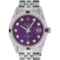 Rolex Mens Stainless Steel Diamond Lugs Purple Diamond & Ruby Datejust Wristwatc