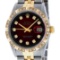 Rolex Mens 2 Tone 14K Red Vignette Pyramid Diamond 36MM Datejust Wristwatch