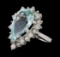 9.17 ctw Aquamarine and Diamond Ring - 14KT White Gold